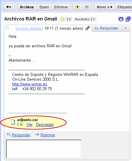 Archivos RAR en Gmail